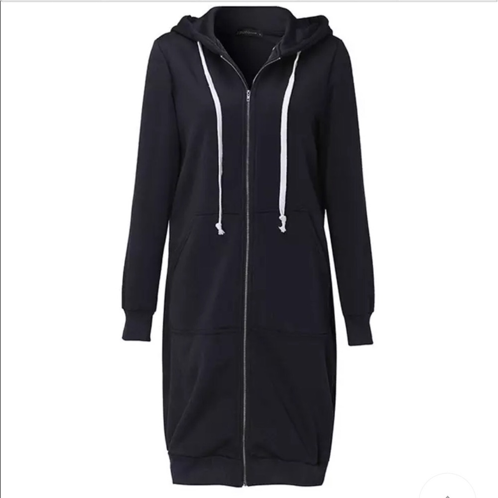 RESTOCKING Black Long Hoodie Sweater Maxi Dress - Picture 6 of 8